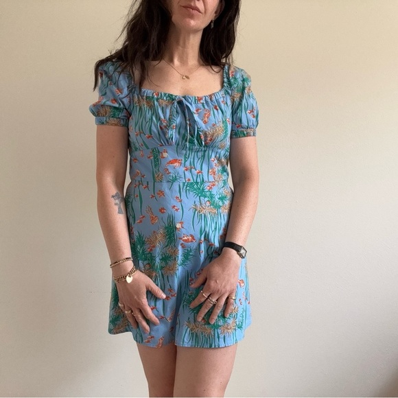 HVN Mini Holland Dress Ocean Fish Print 10 - Picture 1 of 15
